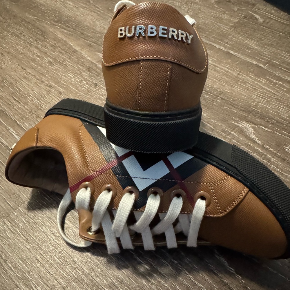 Burberry Chevron Check Leather Sneakers
